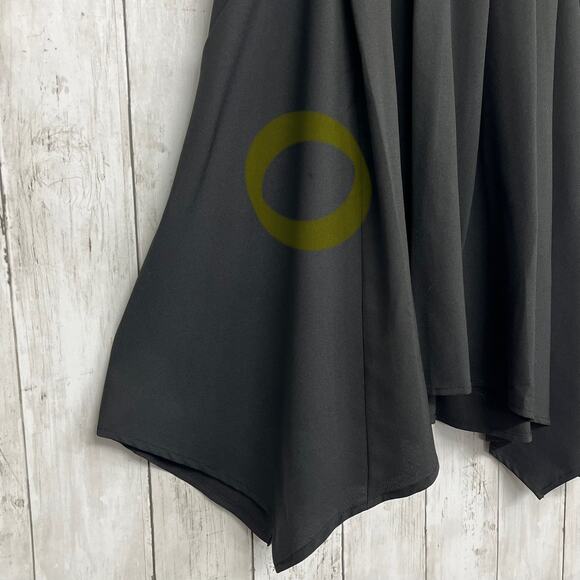 De Philo Black Sleeveless V Neck Flowy Pockets Basic Fairy Goth Witchy Dress - Picture 3 of 10